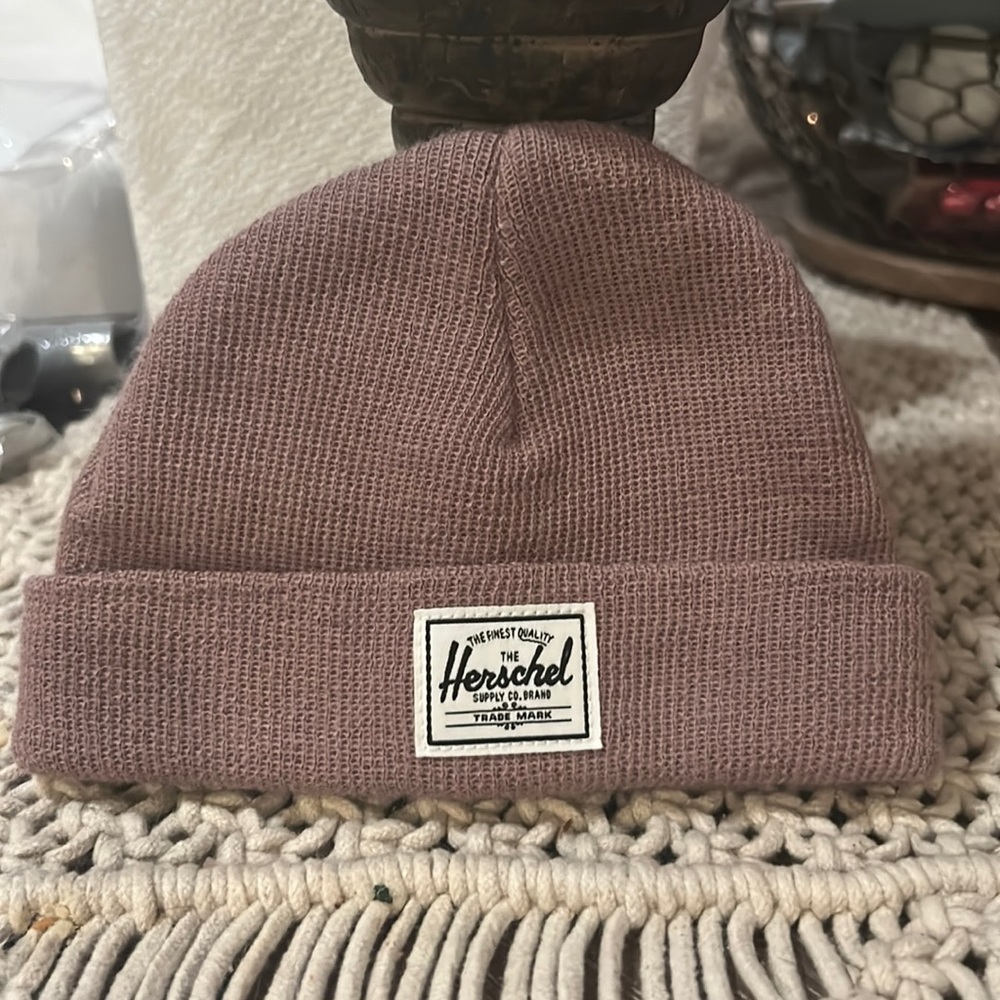 Mauve Herschel baby beanie